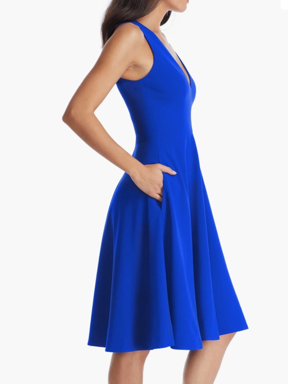 Dress the Population Catalina Fit & Flare Cocktail Dress electric blue size Med - Picture 3 of 12